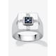 Men's Big & Tall Sterling Silver Genuine Blue Sapphire and Diamond Accent Ring by PalmBeach Jewelry in White (Size 14)