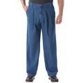 Men's Big & Tall Relaxed Fit Comfort Waist Pleat-Front Expandable Jeans by KingSize in Stonewash (Size 56 38)