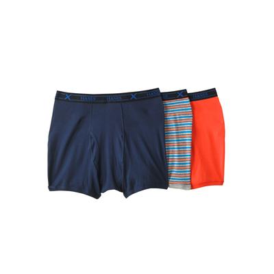 Men's Big & Tall Hanes® FreshIQ® X-Temp® ComfortCool® Boxer Briefs 3-Pack by Hanes in Orange Navy Multi (Size 8XL)