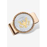 Men's Big & Tall Goldtone Money Clip Round with Genuine Silver Coin by PalmBeach Jewelry in Gold