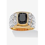 Men's Big & Tall 18K Gold Over Sterling Silver Cubic Zirconia and Onyx Ring by PalmBeach Jewelry in Gold (Size 9)