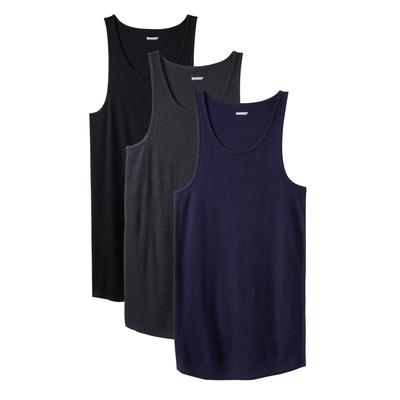 Men's Big & Tall Ribbed Cotton Tank Undershirt 3-Pack by KingSize in Assorted Basic (Size 7XL)