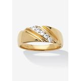 Men's Big & Tall Men's .50 TCW Cubic Zirconia Diagonal Ring in Gold-Plated Sterling Silver by PalmBeach Jewelry in Gold (Size 15)