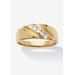 Men's Big & Tall Men's .50 TCW Cubic Zirconia Diagonal Ring in Gold-Plated Sterling Silver by PalmBeach Jewelry in Gold (Size 15)