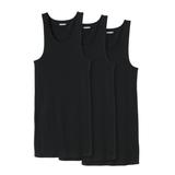 Men's Big & Tall Ribbed Cotton Tank Undershirt 3-Pack by KingSize in Black (Size XL)