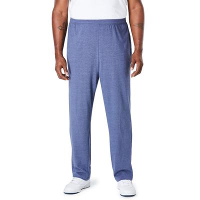 Men's Big & Tall Lightweight Jersey Open Bottom Sweatpants by KingSize in Heather Slate Blue (Size 8XL)