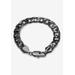 Men's Big & Tall Black Ruthenium-Plated Curb-Link Bracelet 10" by PalmBeach Jewelry in Black