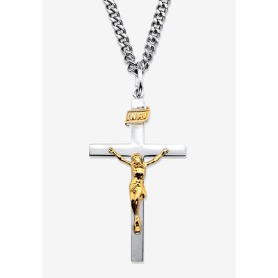 Men's Big & Tall Sterling Silver Crucifix Cross Pendant with 24