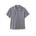 Men's Big & Tall Gauze Camp Shirt by KingSize in Grey Stripe (Size 4XL)