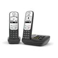 Gigaset A690A Easy to use Cordless DECT Home Telephone with Answering Machine, Speakerphone,Nuisance call block, home office. Single Handset, Silver/Black (Duo)