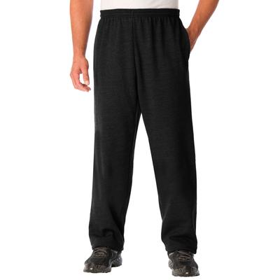Men's Big & Tall Fleece Open-Bottom Sweatpants by KingSize in Black (Size 6XL)