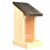 EsschertDesign Silo w/ Suet Ball Hooks Hopper Bird Feeder Wood in Black/Brown | 11.5 H x 5.5 W x 5.8 D in | Wayfair FB464