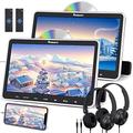 NAVISKAUTO 10.1" Dual Car DVD Players with HDMI Input, 2 Headphones, 2 Mounting Bracket, Support Sync Screen, Region Free(2 Headrest DVD Players)