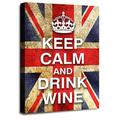 LR Keep Calm Wall Art Canvas Picture Drink Wine Red White Blue Union Jack Home Framed Panel Print Ready to Hang