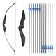 Archery Takedown Recurve Bow and Arrow Set CS Game Bow 30-40lbs Right Left Handed Universal with 12pcs Fiberglass Arrows (Black, 40lbs)