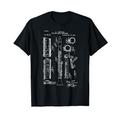 Clarinet T-shirt Musician Marching Band Blueprint Patent T-Shirt