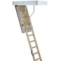 3 Section Timber Folding Loft Ladder & Handle Kit – Door Hatch & Frame – 2.8m Floor to Ceiling Max Height – 550mm Swing Clearance – 12 Tread Attic Access Steps/Stairs