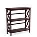 Costway 3-Tier Wooden Multi-Functional X-Design Etagere Storage Bookshelf-Dark Brown