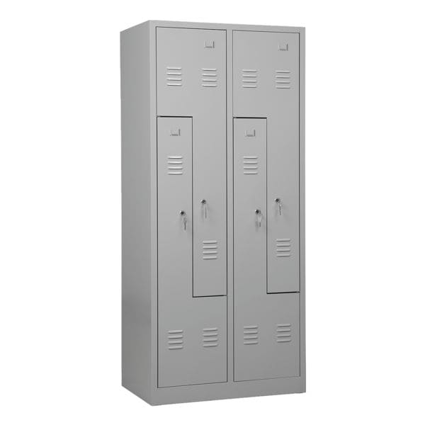 Gürkan Garderobenschrank 80 x 180 cm mit Z-Türen grau, 80x180x50 cm