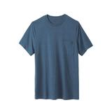 Men's Big & Tall Shrink-Less™ Lightweight Longer-Length Crewneck Pocket T-Shirt by KingSize in Heather Slate Blue (Size 3XL)