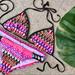 Anthropologie Swim | Anthropologie Pattern Cutout Triangle Bikini Set | Color: Black/Pink | Size: M