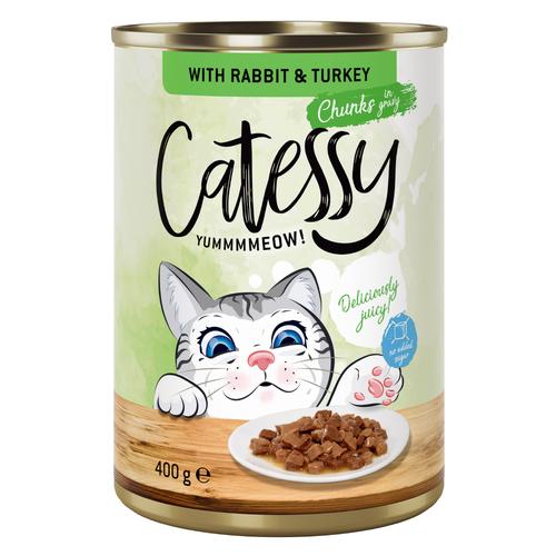 24x400g Häppchen mit Kaninchen & Truthahn in Sauce Catessy Katzenfutter nass