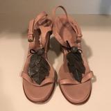 Anthropologie Shoes | Anthropologie Sandals With Silver Leaf Design | Color: Cream/Tan | Size: 8