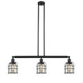 Innovations Lighting Bruno Marashlian Small Bell Cage 38 Inch 3 Light Linear Suspension Light - 213-BK-G58-CE