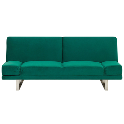 Sofa Grün Polsterbezug Samtstoff 2-Sitzer Schlaffunktion Verstellbare Armlehnen Skandinavisch Modern Wohnzimmer