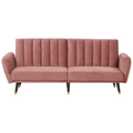 Schlafsofa Rosa Samtstoff mit 3-fach verstellbarer Rückenlehne Schlaffunktion 3-Sitzer Sofa Glamour Stil