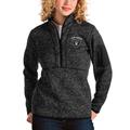 Women's Antigua Heather Black Las Vegas Raiders Fortune Half-Zip Pullover Jacket