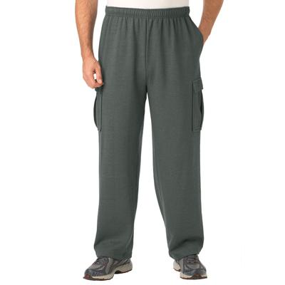 Men's Big & Tall Fleece Cargo Sweatpants by KingSize in Heather Charcoal (Size 6XL)