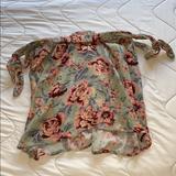 American Eagle Outfitters Tops | Ae Floral Off The Shoulder Shirt!! | Color: Cream/Green | Size: M