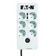 Eaton Protection Box 6 Tel@ USB DIN - Steckdosenleiste mit Überspannungsschutz (6-fach Schuko Buchse, schaltbar, Telefonschutz und USB Ausgänge) - weiß