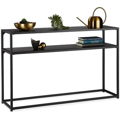 Konsolentisch, 2 Ablagen, aus Metall & mdf, platzsparend, schmaler Beistelltisch, 70 x 110 x 30 cm, Image