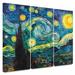 Vault W Artwork Starry Night by Vincent Van Gogh - 3 Piece Wrapped Canvas Graphic Art Print Set Metal in Green/Yellow | 32 H x 72 W x 2 D in | Wayfair