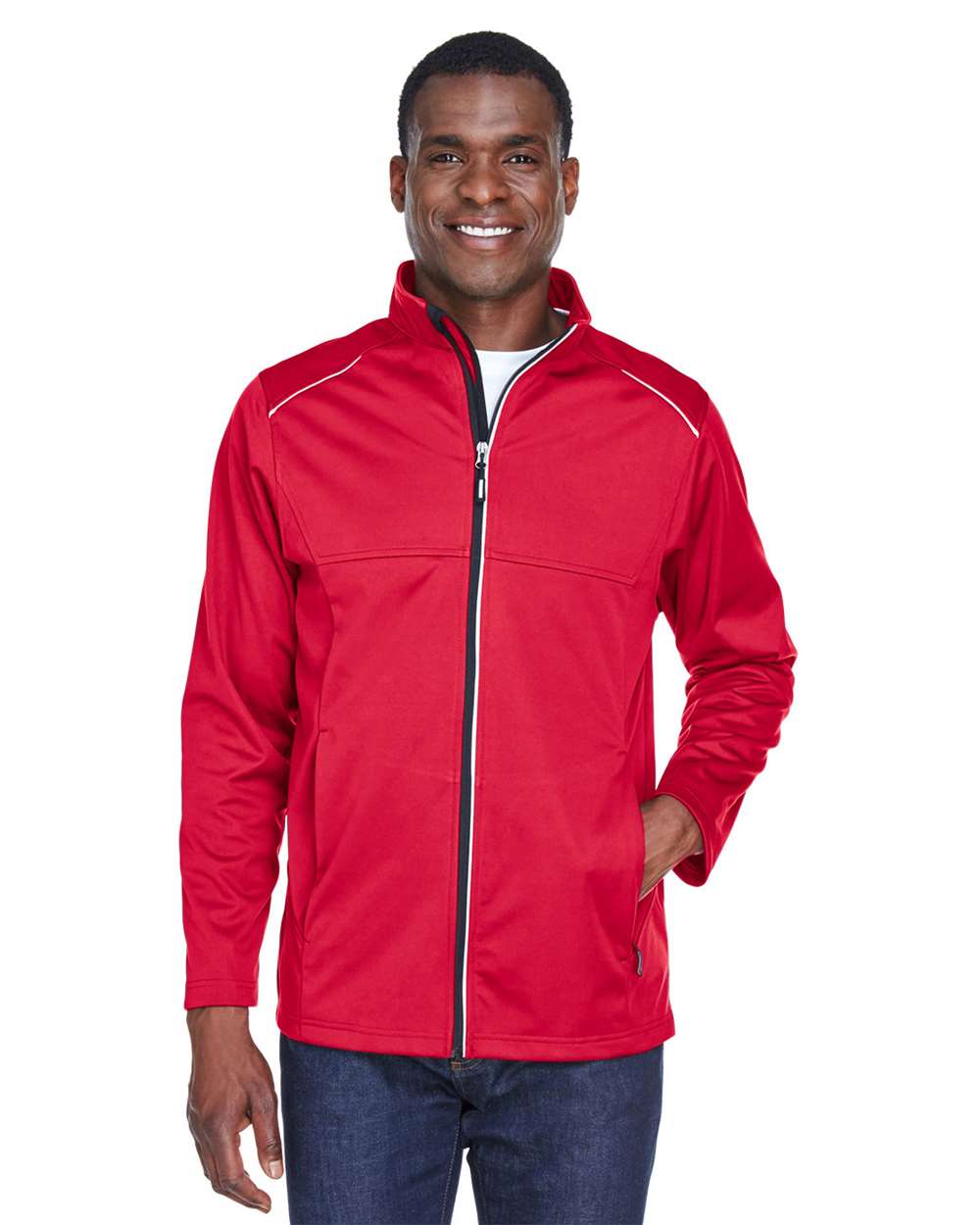 CORE365 CE708 Men's Techno Lite Three-Layer Knit Tech-Shell Jacket in Classic Red size 3XL | Polyester