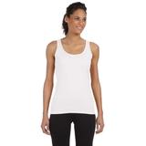 Gildan G642L Women's Softstyle Junior Fit Tank Top in White size XL | Cotton G64200L, 64200L