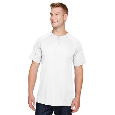 Augusta Sportswear AG1565 Athletic Attain Wicking Two-Button Baseball Jersey T-Shirt in White size 2XL | Polyester 1565