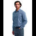Artisan Collection by Reprime RP220 Men's Microcheck Gingham Long-Sleeve Cotton Shirt in Navy Blue/White size XS