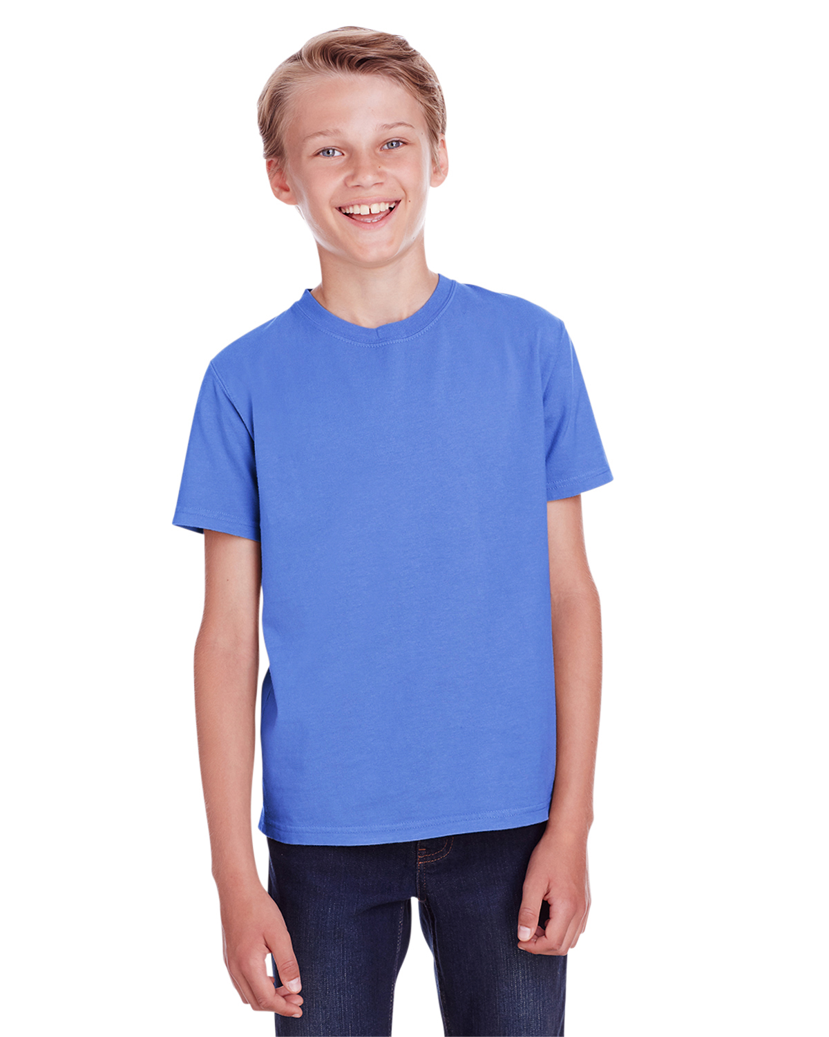 ComfortWash by Hanes GDH175 Youth Garment-Dyed T-Shirt in Deep Forte Blue size Medium | Ringspun Cotton
