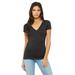 Bella + Canvas B6035 Women's Jersey Short-Sleeve Deep V-Neck T-Shirt in Dark Grey Heather size Small | Ringspun Cotton 6035
