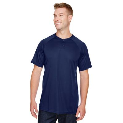 Augusta Sportswear AG1565 Athletic Attain Wicking Two-Button Baseball Jersey T-Shirt in Navy Blue size XL | Polyester 1565