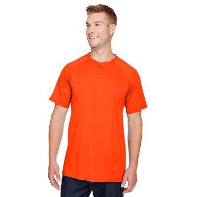 Augusta Sportswear AG1565 Athletic Attain Wicking Two-Button Baseball Jersey T-Shirt in Orange size Large | Polyester 1565