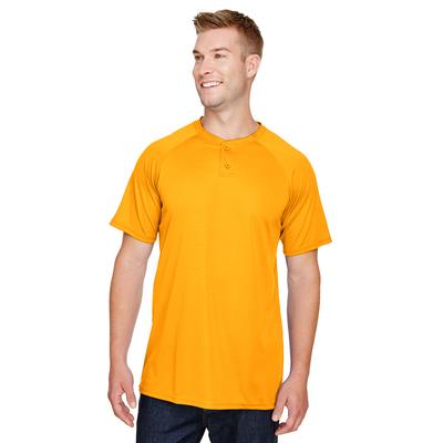 Augusta Sportswear AG1565 Athletic Attain Wicking Two-Button Baseball Jersey T-Shirt in Gold size Large | Polyester 1565