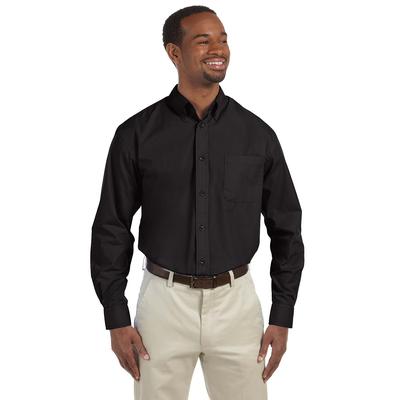 Harriton M510T Men's Tall 3.1 oz. Essential Poplin in Black size 2XT | Polyester Blend