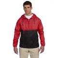 Harriton M750 Adult Packable Nylon Jacket in Red/Black size 4XL