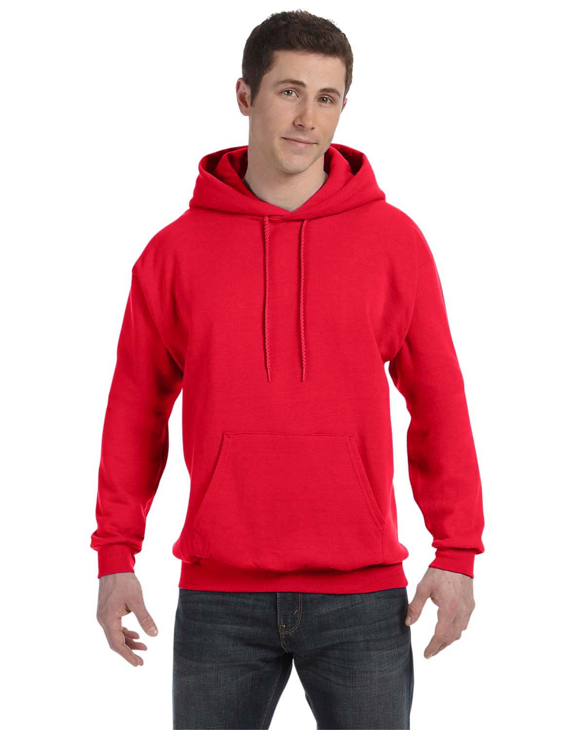 Hanes P170 Ecosmart 50/50 Pullover Hooded Sweatshirt in Red size 4XL | Cotton Polyester