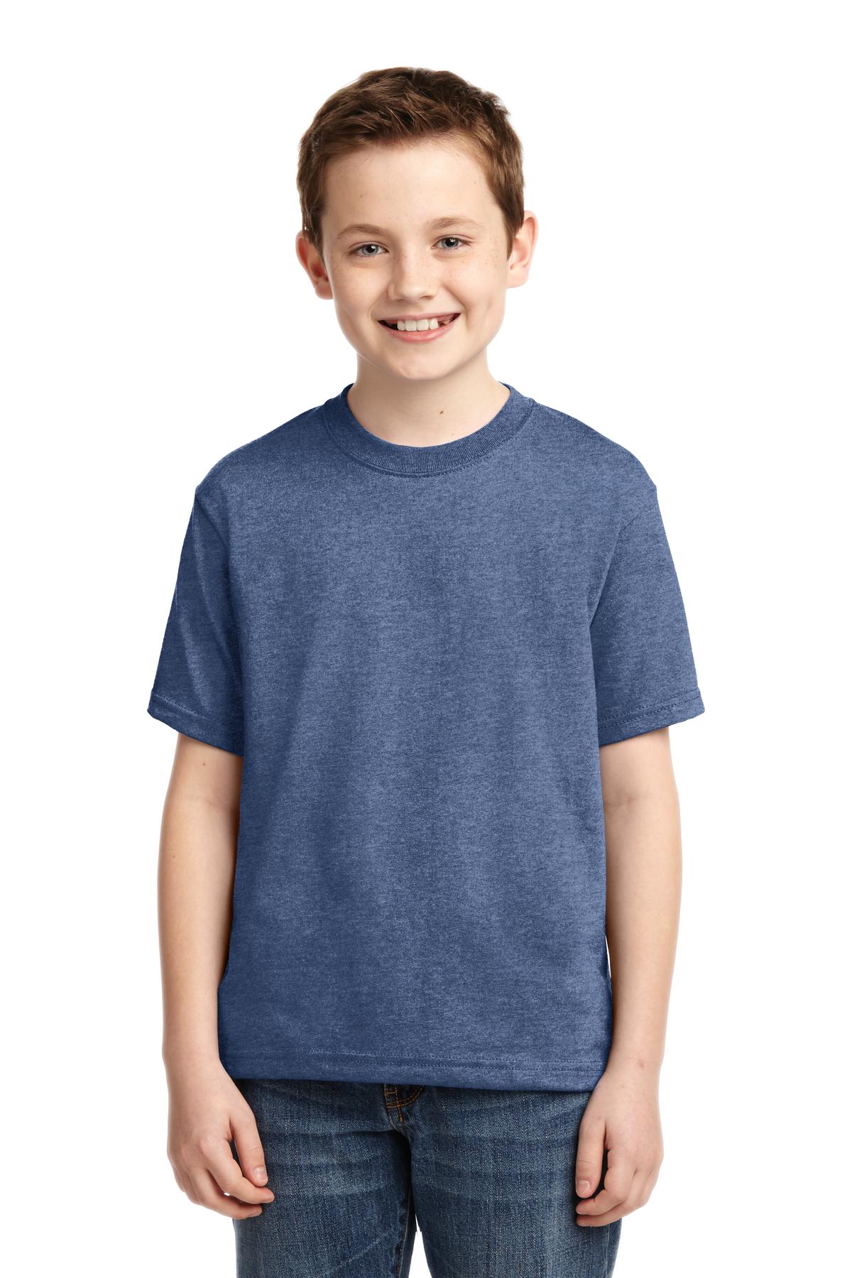 Jerzees 29B Youth Dri-Power 50/50 T-Shirt in Vintage Heather Blue size Large | Cotton Polyester 29BR