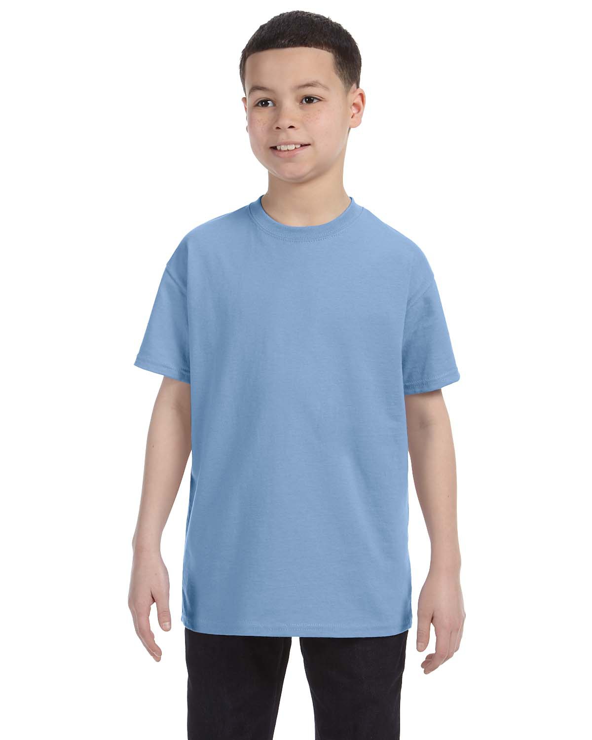 Hanes 54500 Youth Authentic T-Shirt in Light Blue size XS | Cotton 5450